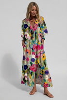 robe chemise femme longue imprimée floral en multicolore 1