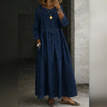 robe femme col claudine coupe droite en marine