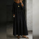 robe femme col claudine coupe droite en noir