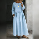 robe femme col claudine coupe droite en bleu clair