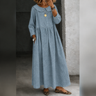 robe femme col claudine coupe droite en bleu clair