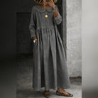robe femme col claudine coupe droite en gris
