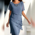robe femme coupe fluide étagée en bleu