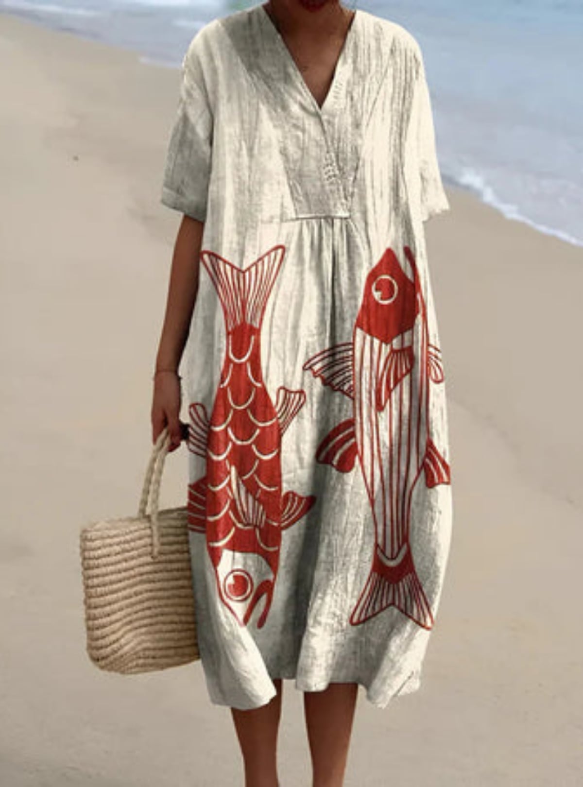 robe femme loose col en v imprimée en style 3