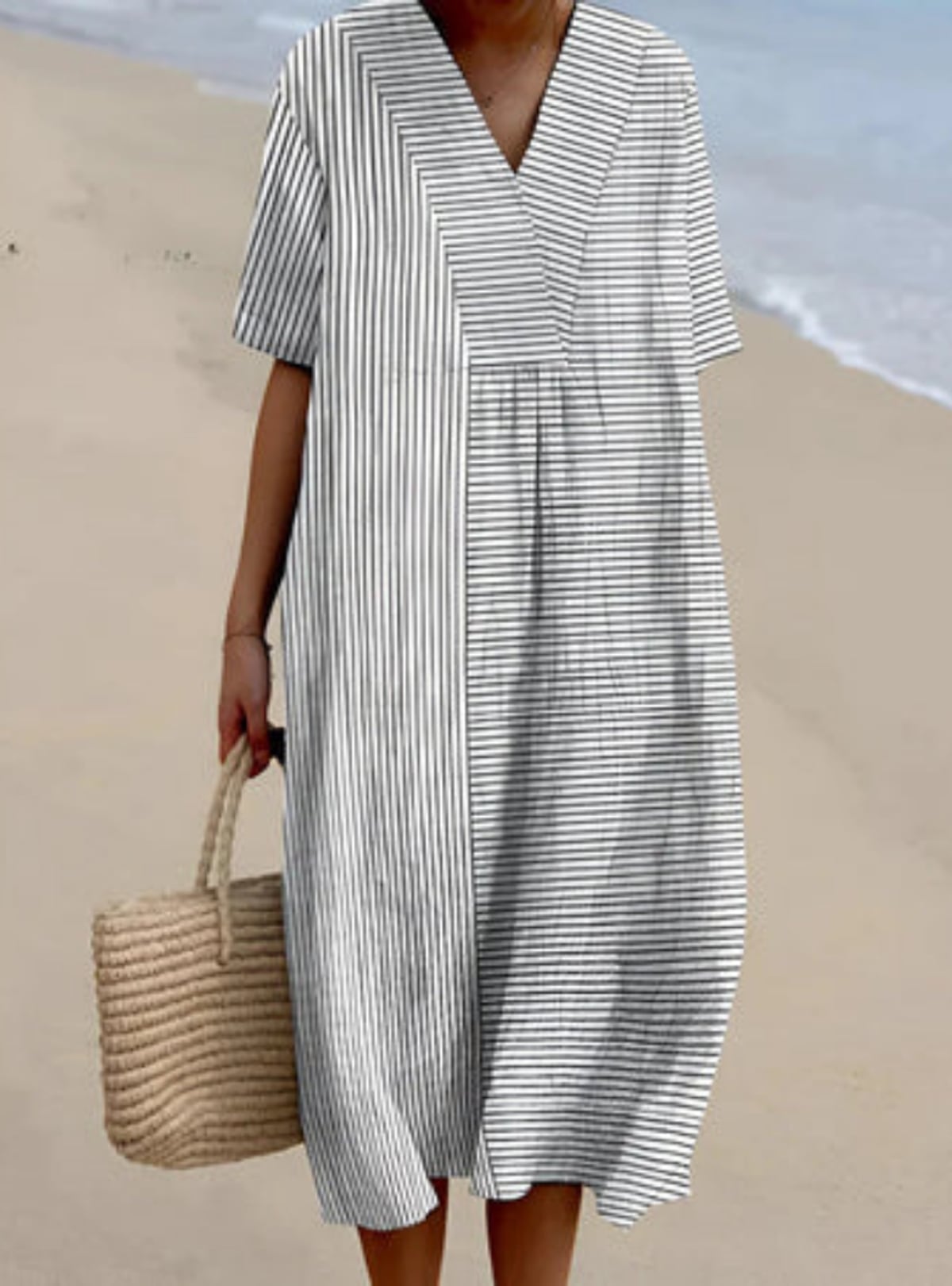 robe femme loose col en v imprimée en style 2