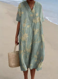 robe femme loose col en v imprimée en style 4
