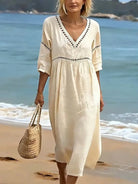 robe femme mi-longue col en v coupe fluide