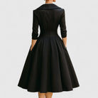 robe femme midi col en v manches trois quarts en noir