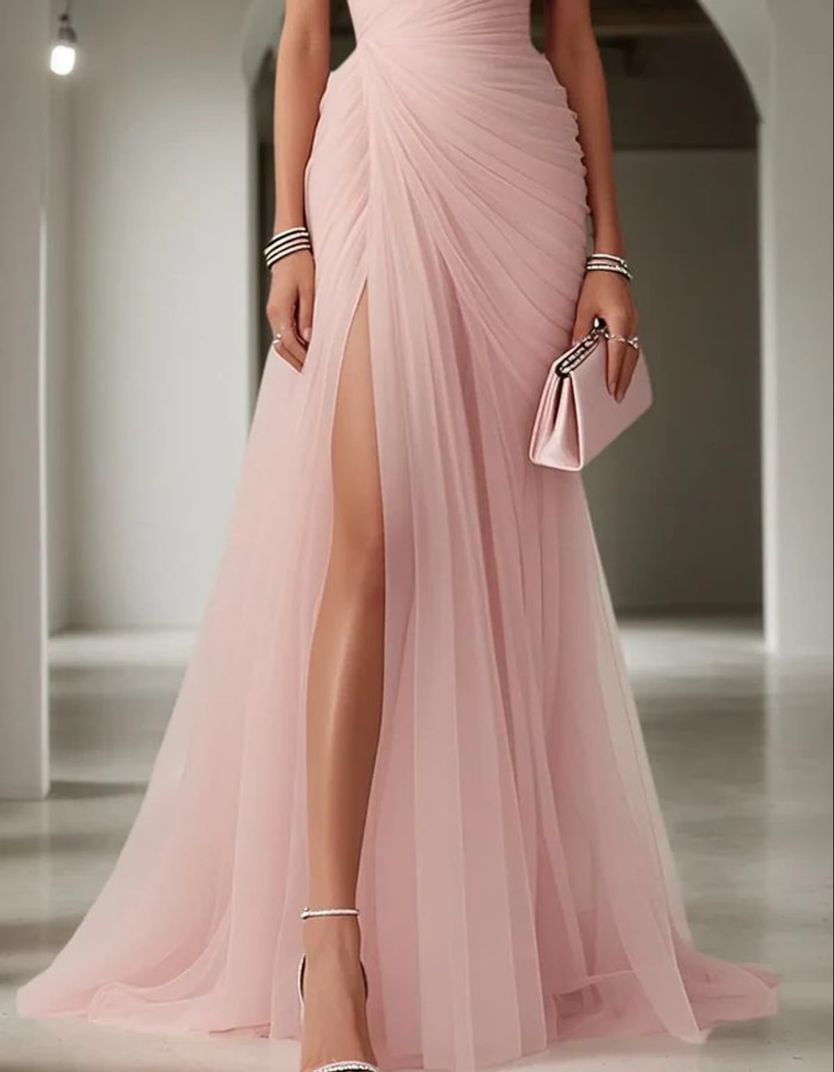 robe longue femme asymétrique épaule dénudée
