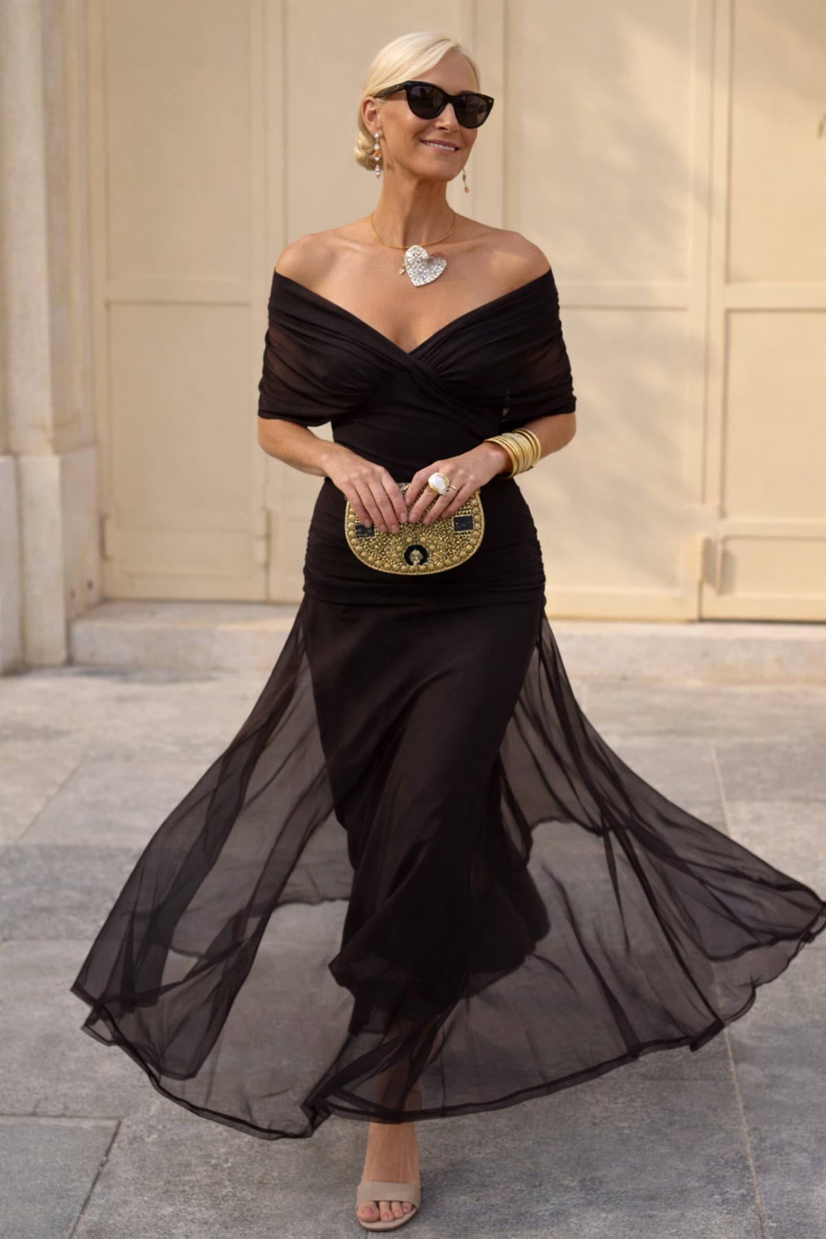 robe longue femme col en v manches courtes en marron