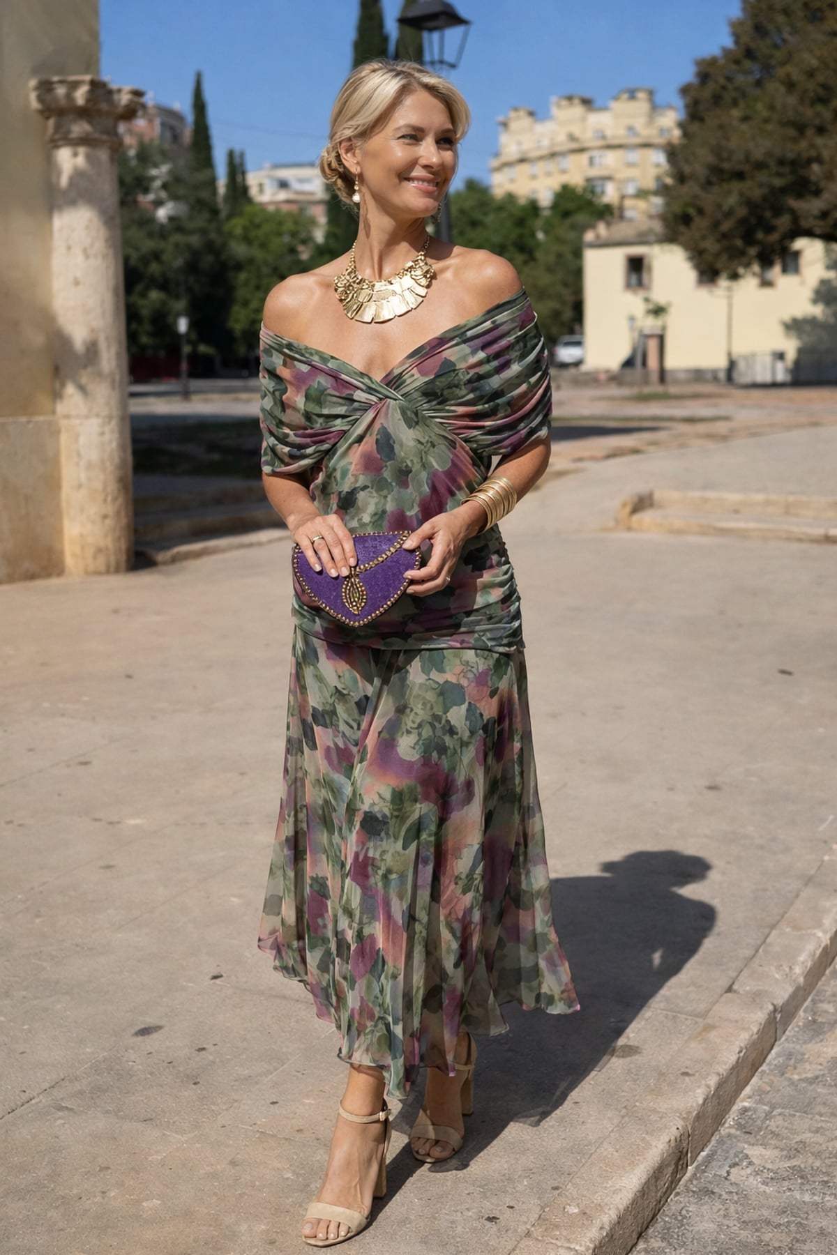 robe longue femme col en v manches courtes en vert