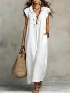 robe longue femme coupe fluide bohème en blanc