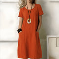 robe midi femme coupe boho fluide en orange