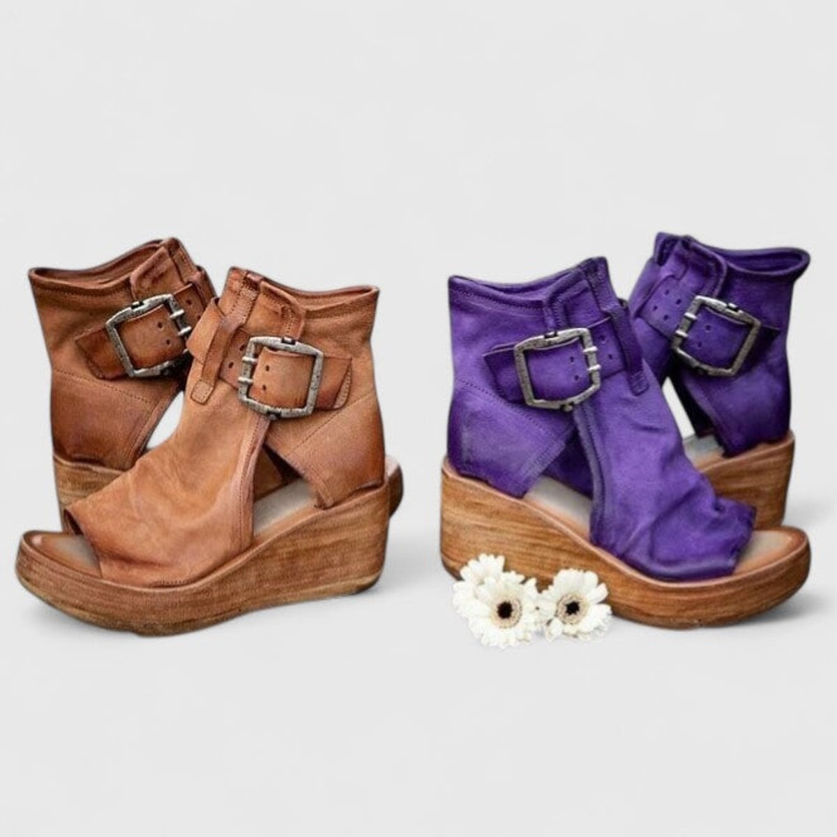sandales compensées femme bout ouvert boucles