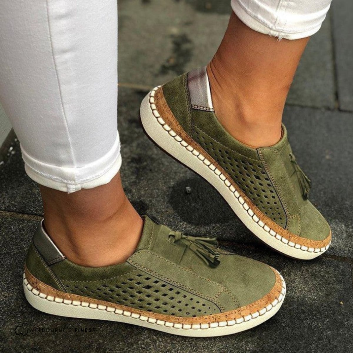 slip-on femme semelle anatomique en vert