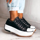 sneakers femme plateforme à lacets en noir