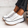 sneakers femme plateforme à lacets en blanc