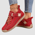 sneakers femme sans lacets bout rond en rouge