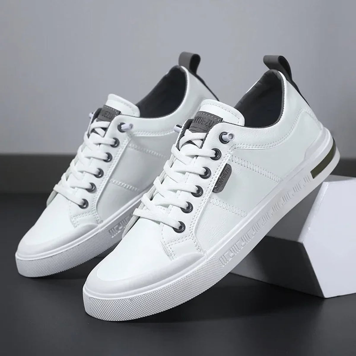 sneakers homme bicolore low-top en blanc/gris