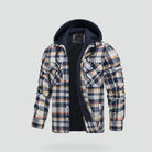 surchemise homme doublée à capuche carreaux en gris