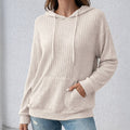 sweat à capuche femme manches longues poche kangourou en beige