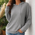 sweat à capuche femme manches longues poche kangourou en gris clair