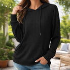 sweat à capuche femme manches longues poche kangourou en noir