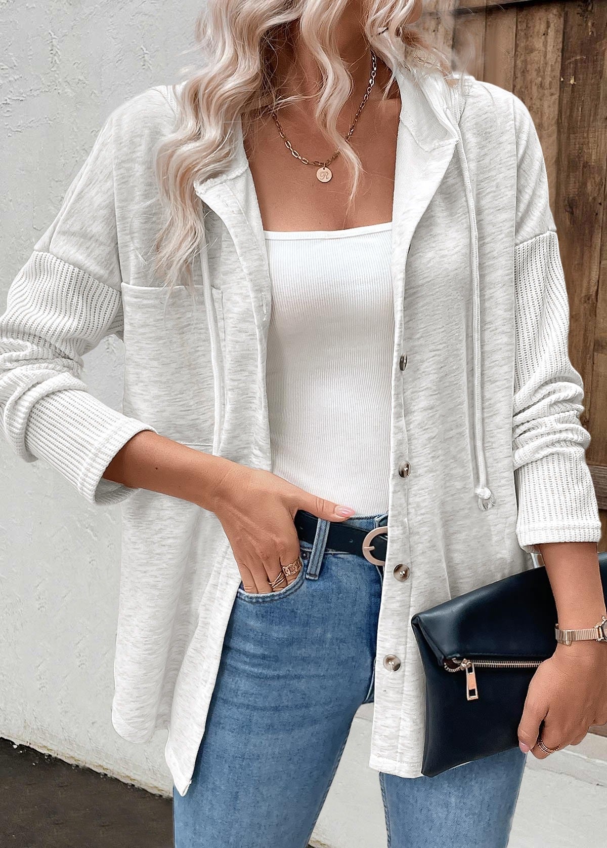 sweat à capuche femme oversize boutonné