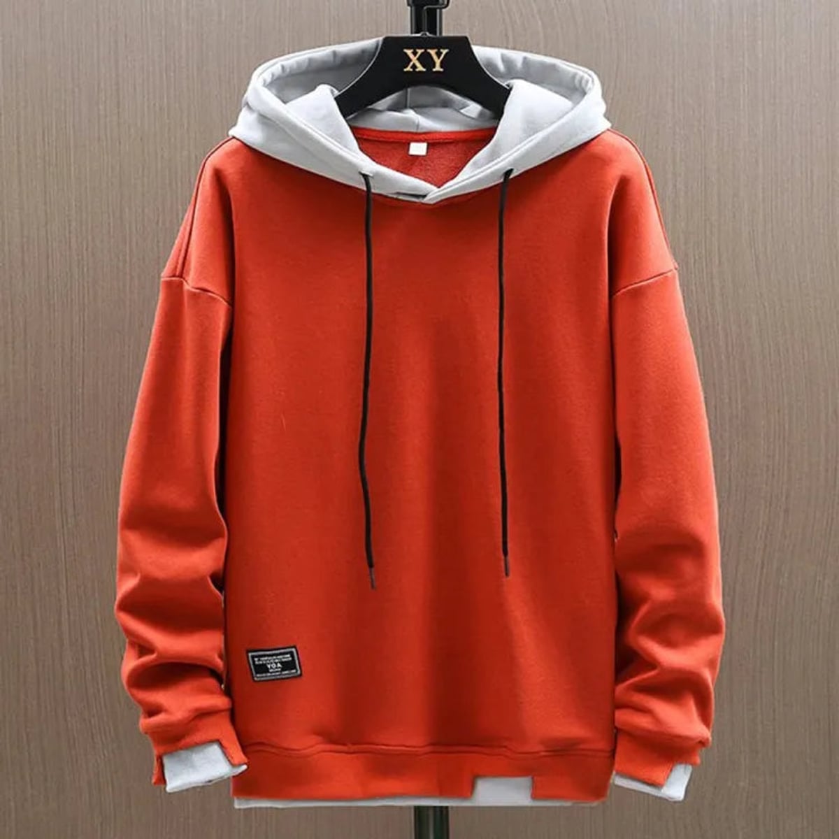 sweat à capuche homme coupe oversize en orange