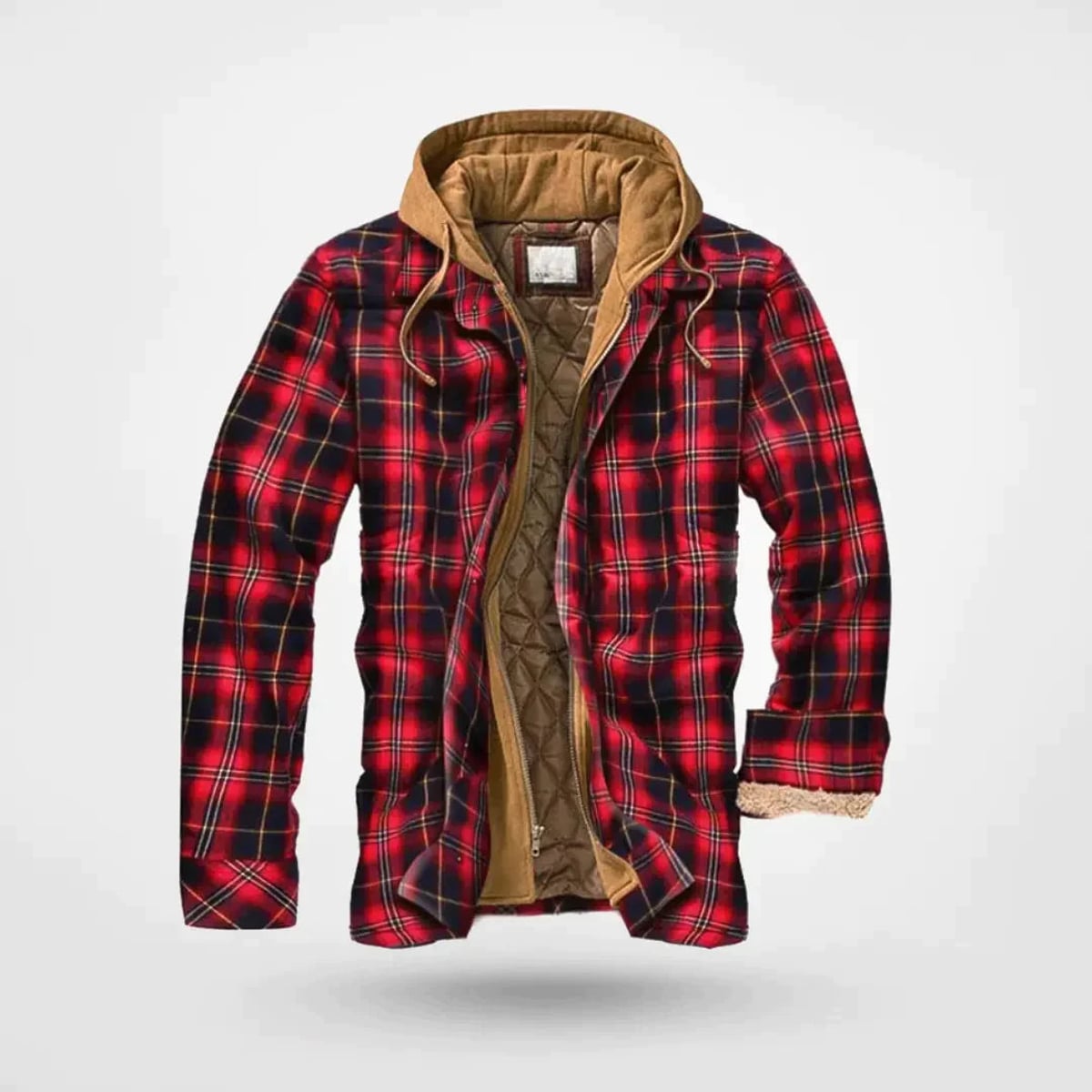 sweat à capuche homme coupe regular à carreaux en rouge