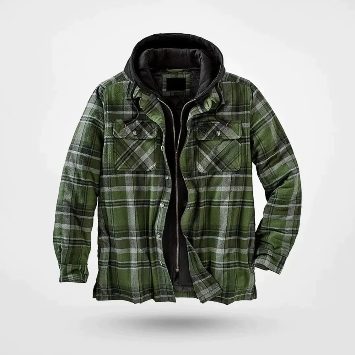sweat à capuche homme coupe regular à carreaux en vert