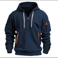 sweat à capuche homme zip col en bleu marine