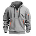 sweat à capuche homme zip col en gris clair