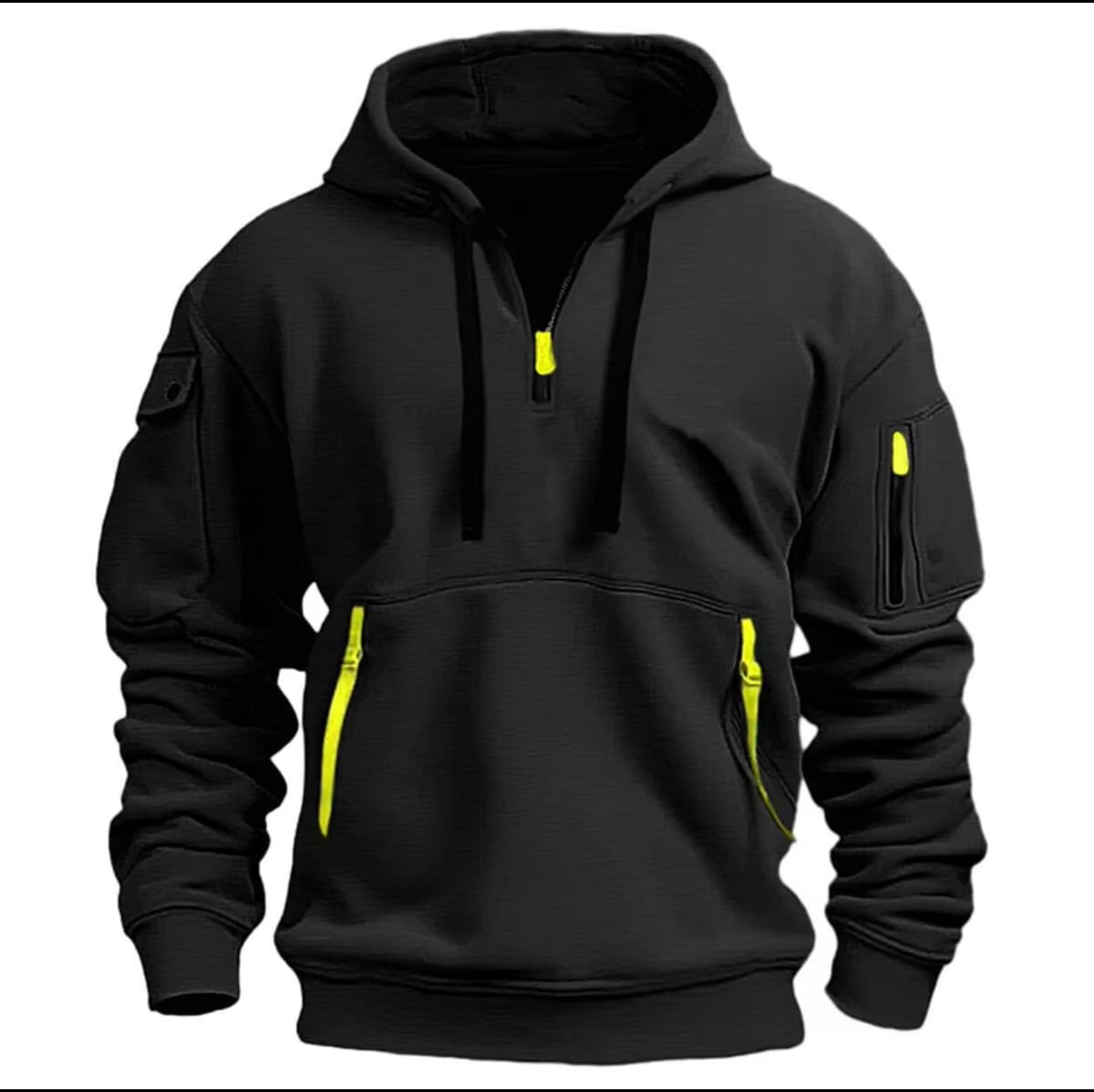 sweat à capuche homme zip col en noir