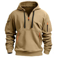sweat à capuche homme zip col en kaki
