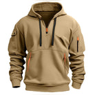 sweat à capuche homme zip col en kaki