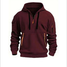 sweat à capuche homme zip col en bordeaux