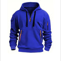sweat à capuche homme zip col en bleu
