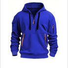 sweat à capuche homme zip col en bleu