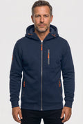 sweat à capuche homme zippé multi-poches en bleu marine