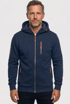 sweat à capuche homme zippé multi-poches en bleu marine