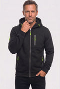 sweat à capuche homme zippé multi-poches en noir