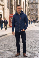 sweat à capuche homme zippé multi-poches en bleu marine