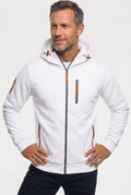 sweat à capuche homme zippé multi-poches en blanc