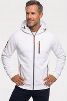 sweat à capuche homme zippé multi-poches en blanc