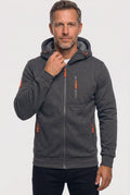 sweat à capuche homme zippé multi-poches en gris foncé