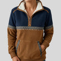 sweat femme col zippé motif ethnique en marron