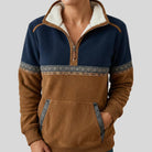 sweat femme col zippé motif ethnique en marron