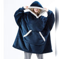 sweat femme oversize à capuche coupe enveloppante Bleu avec poches