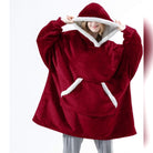 sweat femme oversize à capuche coupe enveloppante Rouge avec poches